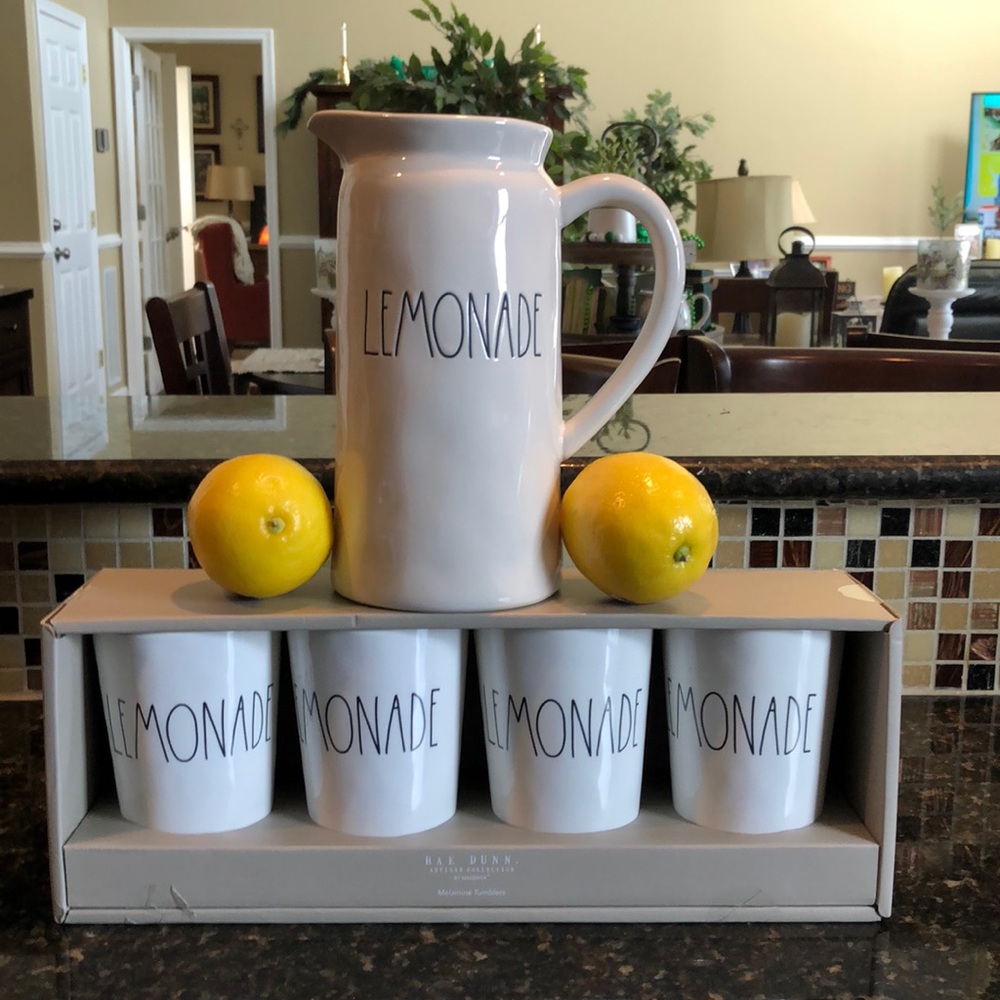Rae Dunn Lemonade Pitcher  & Tumblers